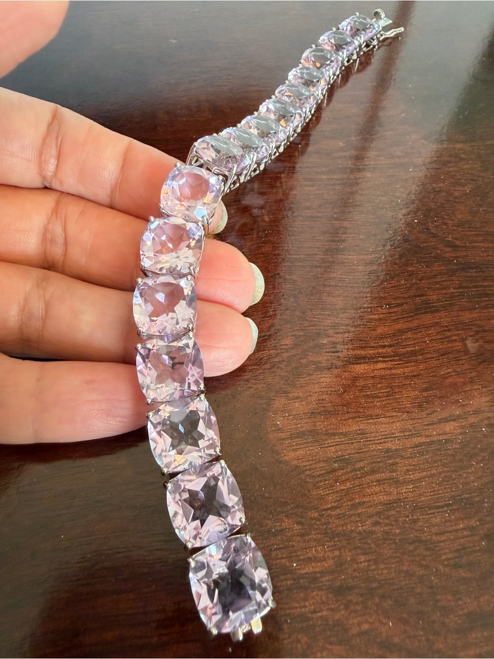BBJ STERLING SILVER pink AMETHYST BRACELET
